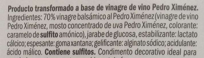 Perlas vinagre Pedro Ximémez - Ingredients - es