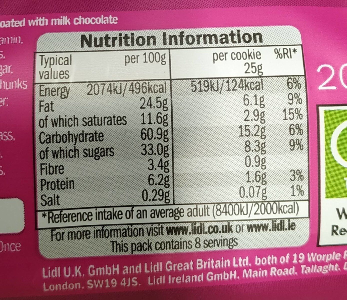 Fruit and Nut Cookies - Nutrition facts