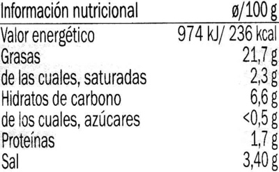 Aceitunas surtidas con hueso - Informació nutricional - es
