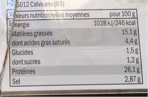 Caviar d’esturgeon blanc - Tableau nutritionnel