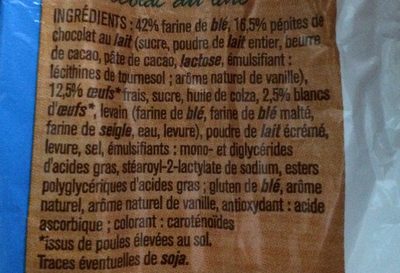 Briochette aux pepites de chocolat - Ingredients - fr
