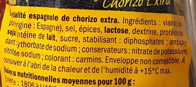 Chorizo ibérico extra - المكونات - fr
