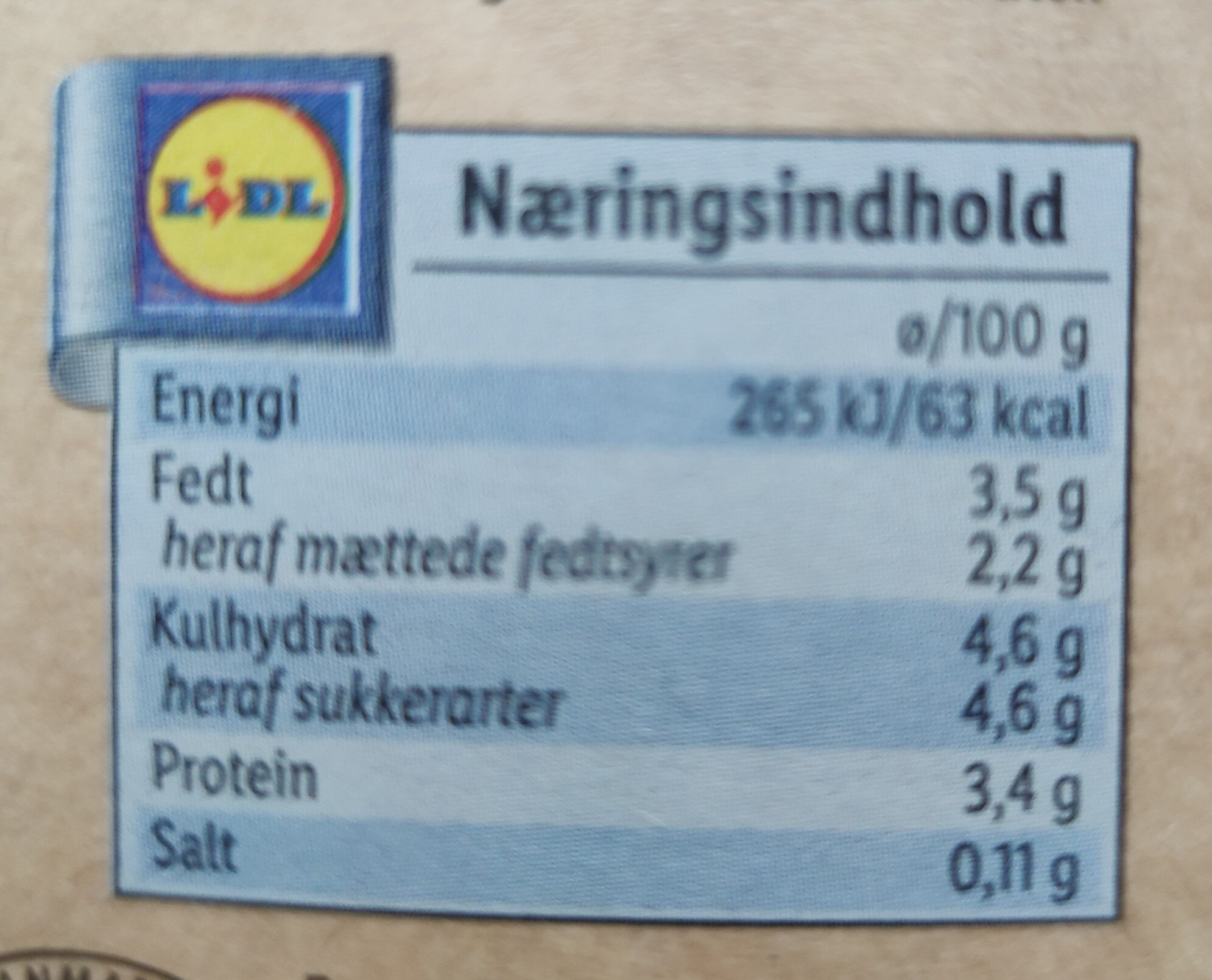 Engvang Sød Mælk 3.5 % - Ernæringsfakta