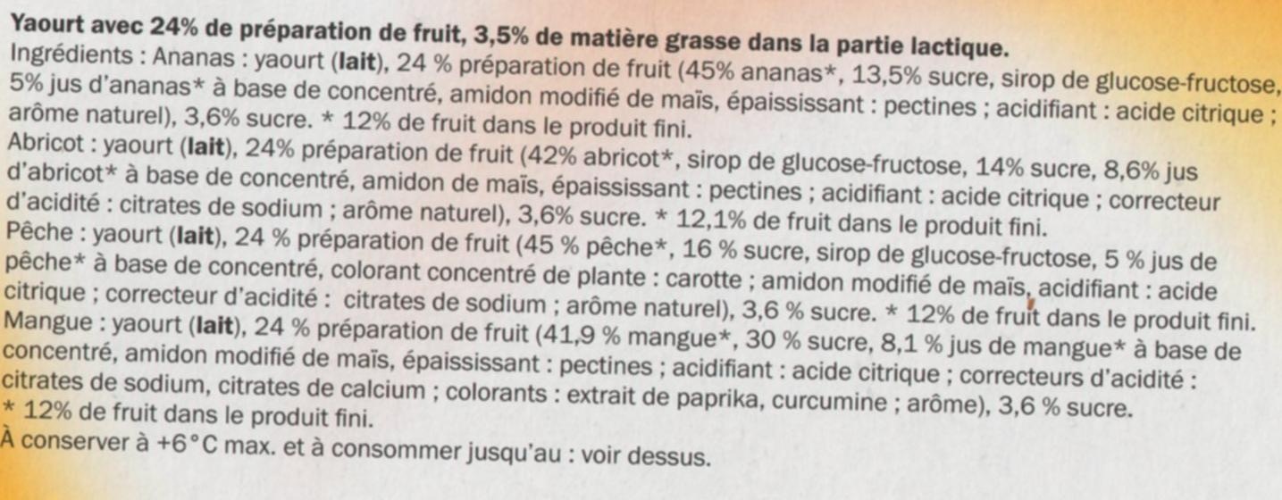 Yaourt aux fruits avec morceaux - المكونات - fr