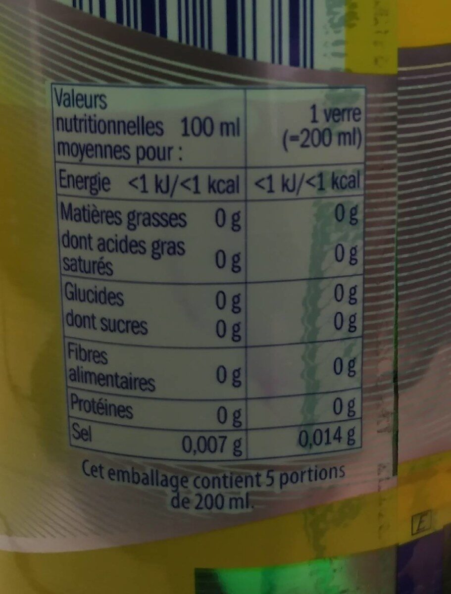 Pétillante saveur Citron. - Voedingswaarden - fr