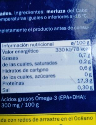 Merluza del Cabo con piel - Informació nutricional - es