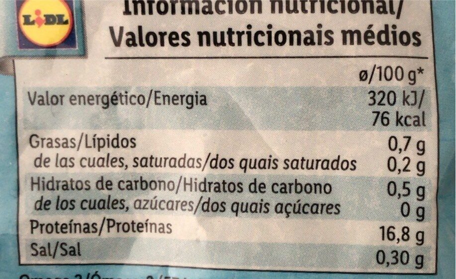 Filetes Merluza del cabo - Informació nutricional - es