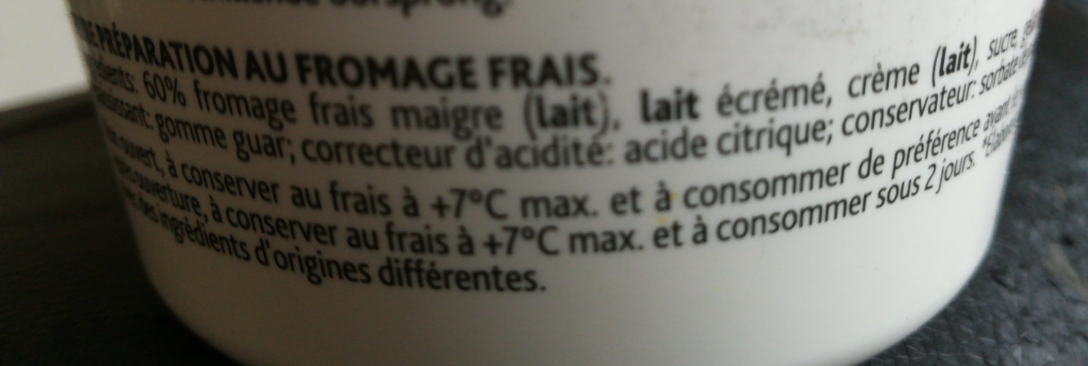 Fromage Frais Nature - Ingrediënten - fr