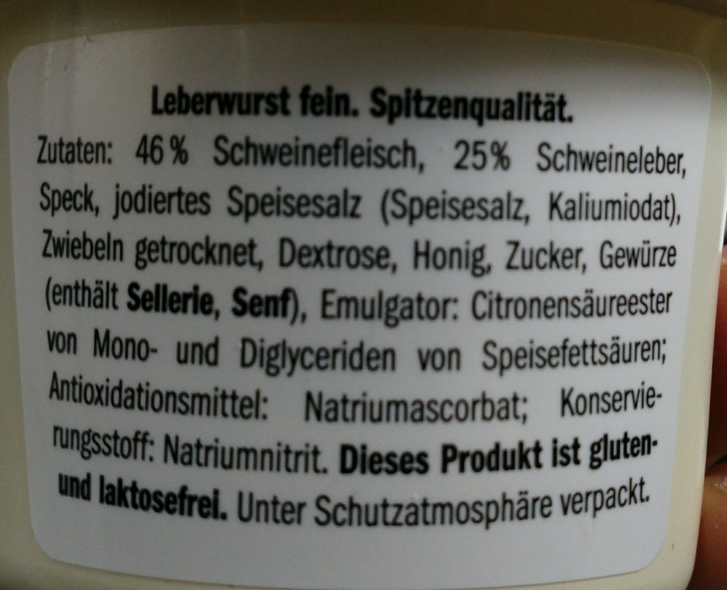 Leberwurst, pâte de foi - Zutaten