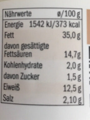 Leberwurst, pâte de foi - Nährwertangaben