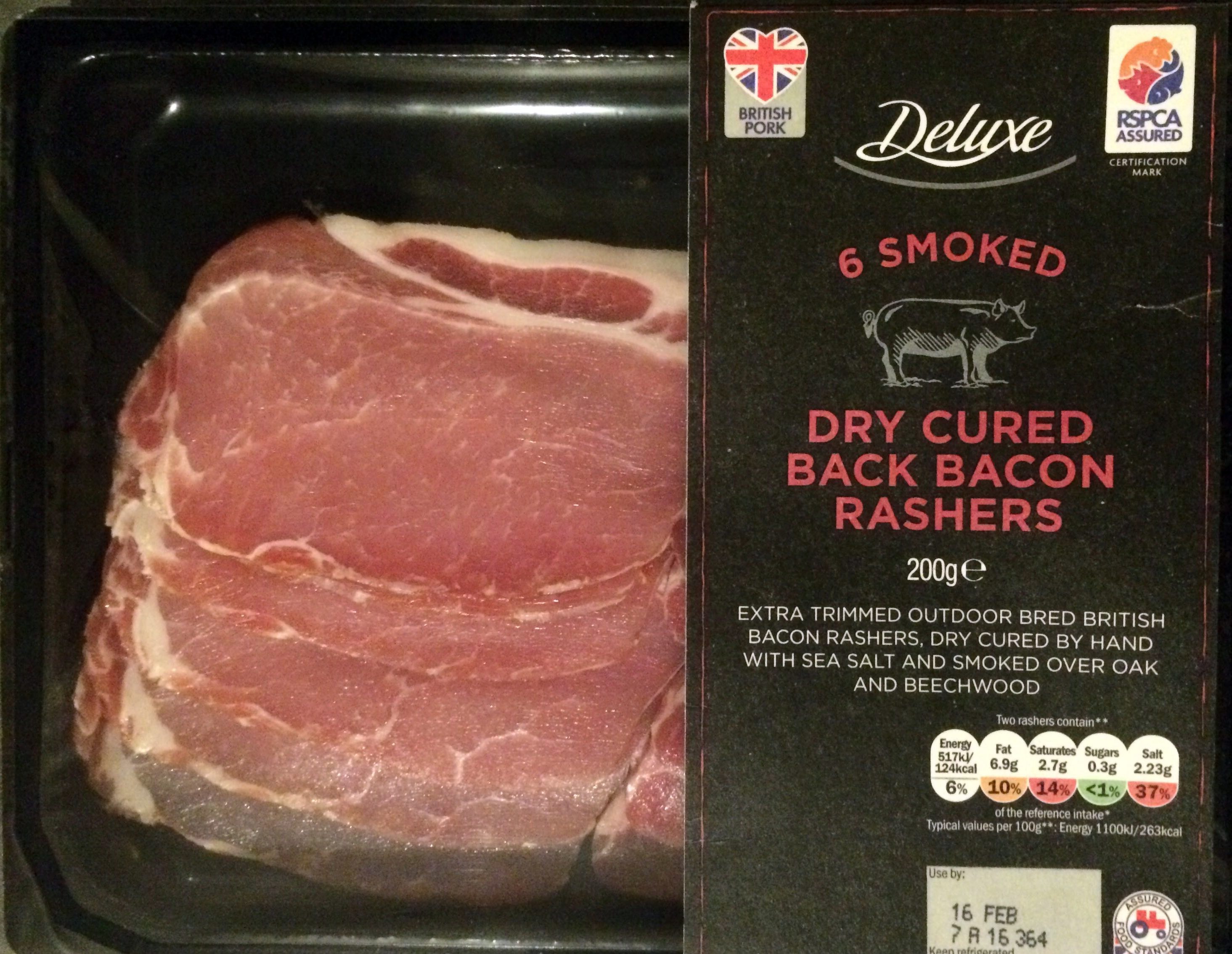 6 smoked dried cured back bacon rashers - Product