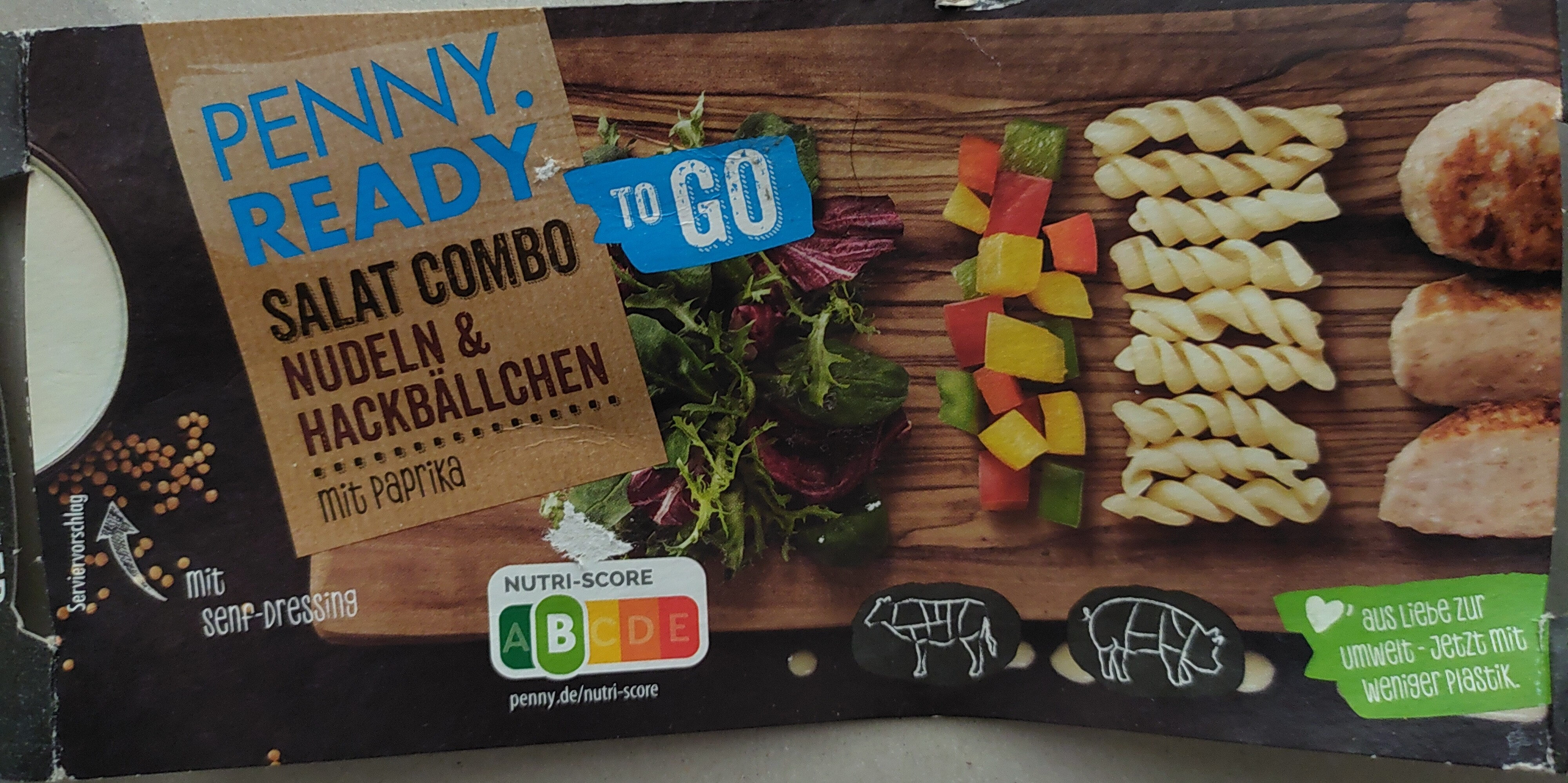 Salat Combo - Nudeln & Hackbällchen mit Paprika - Produit - de