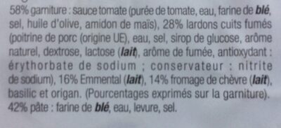 Pizza Lardons Chèvre - Ingredientes - fr