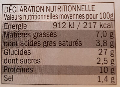 Pizza Lardons Chèvre - Información nutricional - fr