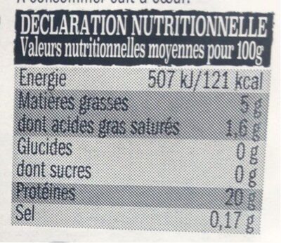 Steaks Hachés 5% - Valori nutrizionali - fr