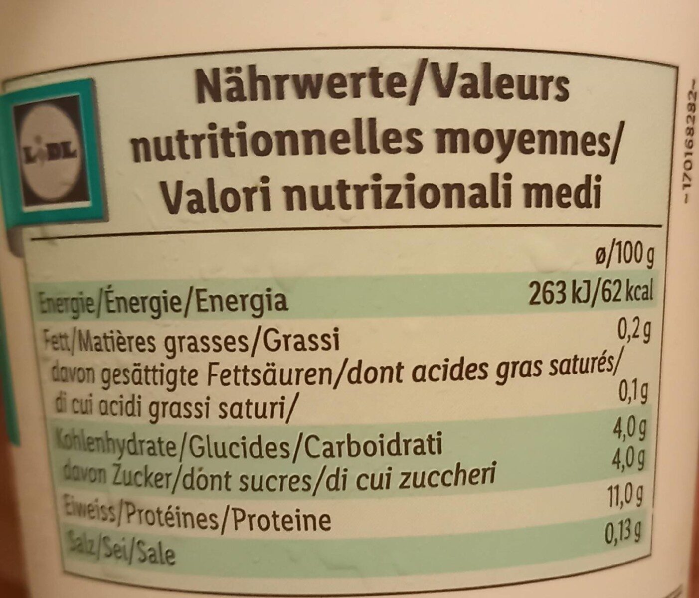 Skyr Natural - Valori nutrizionali