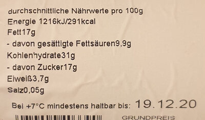 Sahnetorte Lebkuchengeschmack to go - Nutrition facts - de