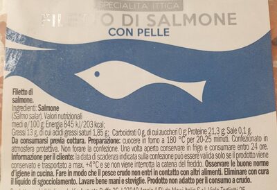 Filetto di salmone con pelle - Valori nutrizionali