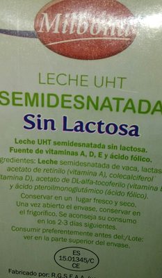Leche uht sin lactosa semidesnatada - Ingredienti - es