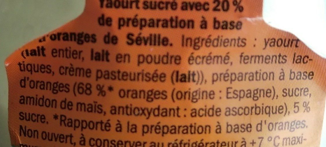 Yaourt sur lit d'oranges - Ingrediënten - fr