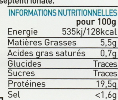 Pinces de Tourteau Précassées - Tableau nutritionnel