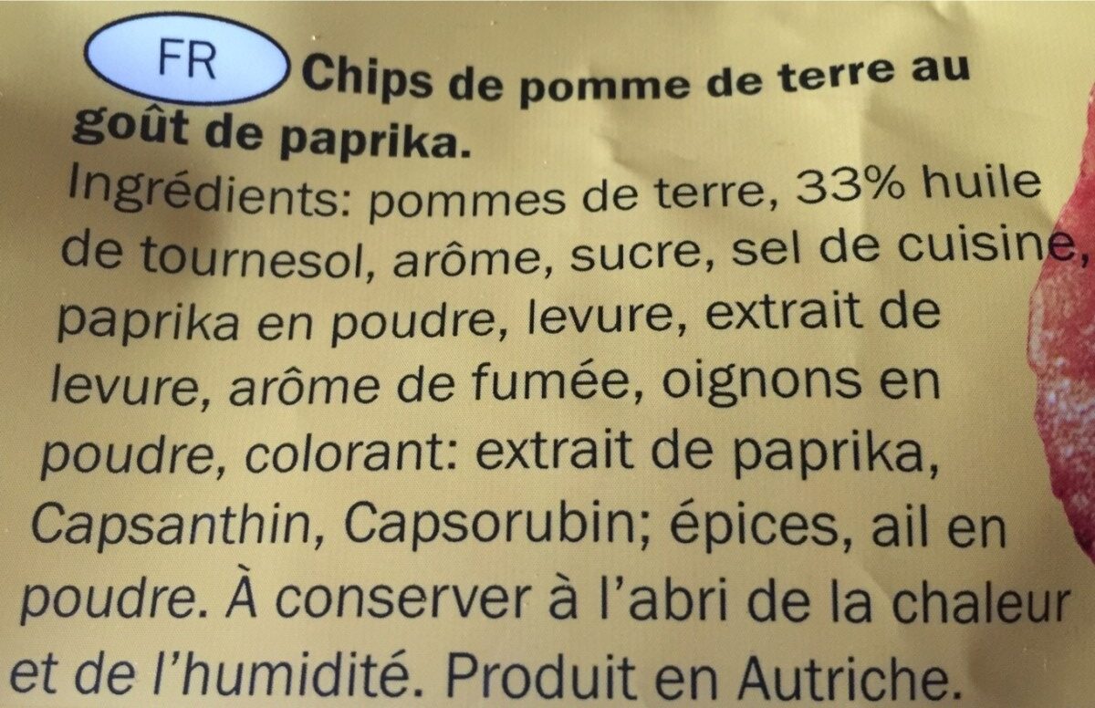 Paprika Chips - Ingredienti - fr