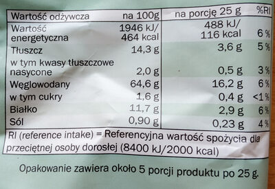 Chrupki jaglane Arachidowe - Valori nutrizionali - pl