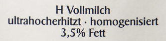 Milch - Haltbare Voll-Milch 3,5 % - المكونات - de
