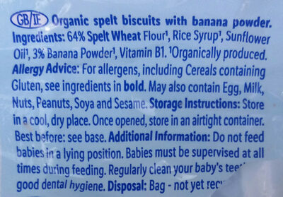 Spelt & Banana Biscuits - Ingredienser - en