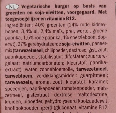 Spicy bean burger - Ingredients - nl