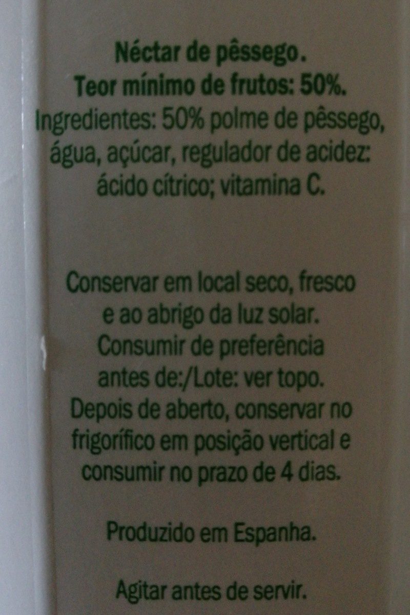 Original nectar pêssego - Ingrédients
