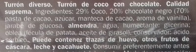 Turrón de coco con chocolate - Ingredients - es