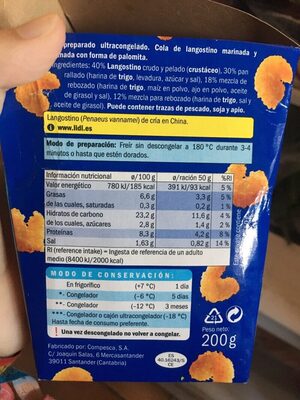 Palomitas de Langostino - Informació nutricional