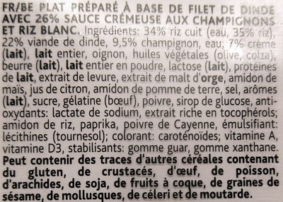 Filet de dinde à la sauce crémeuse - Ingredients - fr
