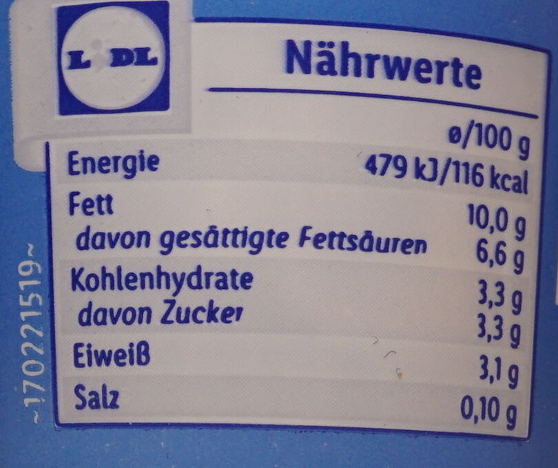 S-Saure Sahne-0,65€/17.9 - Nährwertangaben