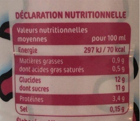Mil'Wep Framboise - Nutrition facts - fr