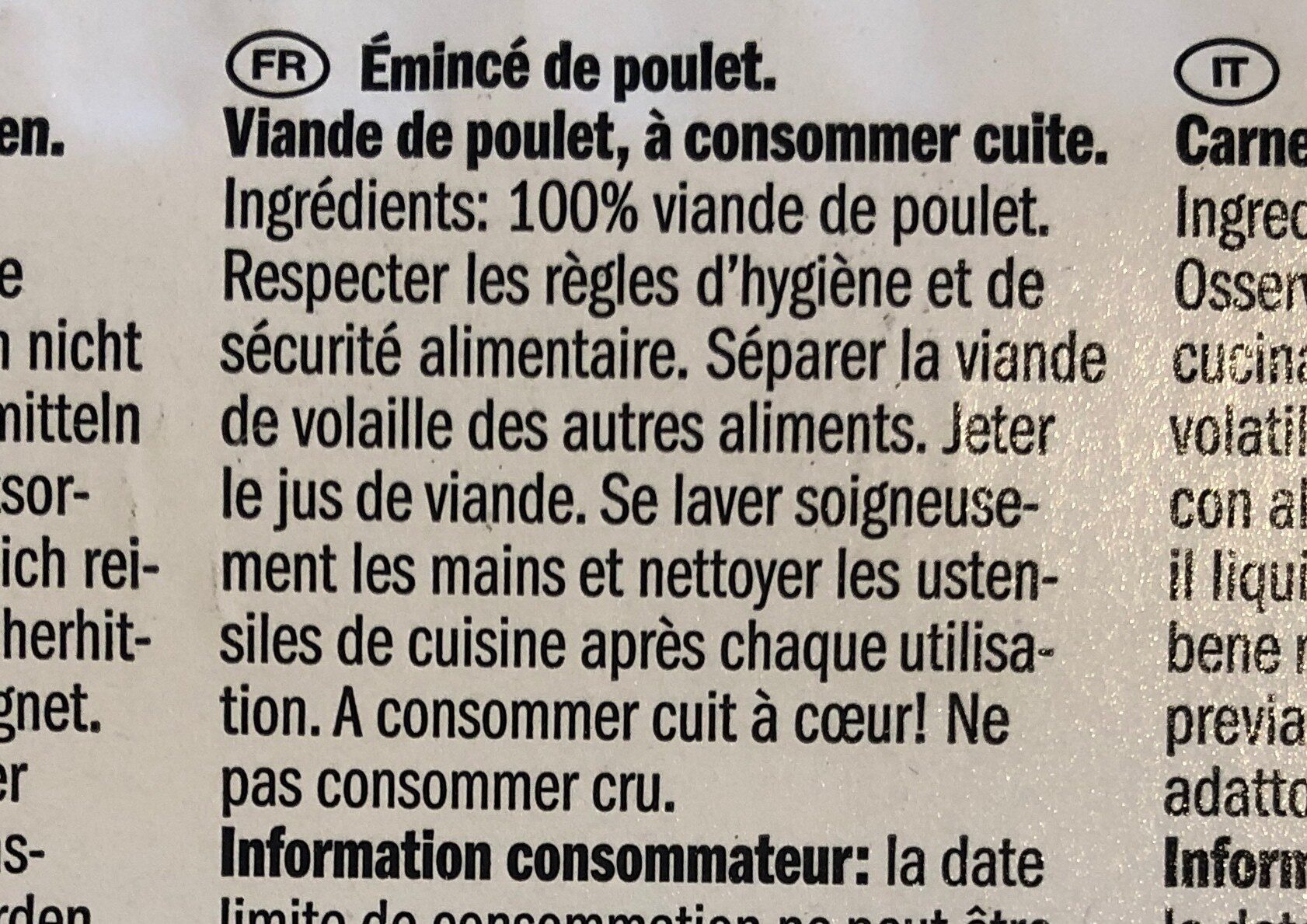 Pouletgeschnetzeltes - Ingredients - fr