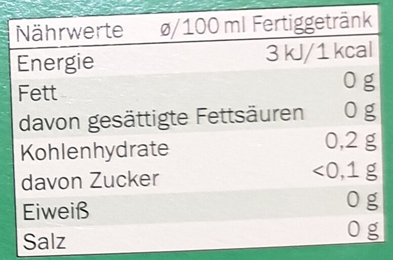 Kräuter Ingwer - Tableau nutritionnel - de