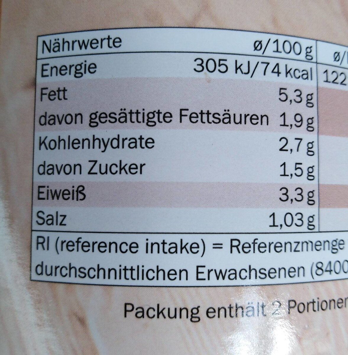 Möhren Eintopf - Nutrition facts - de
