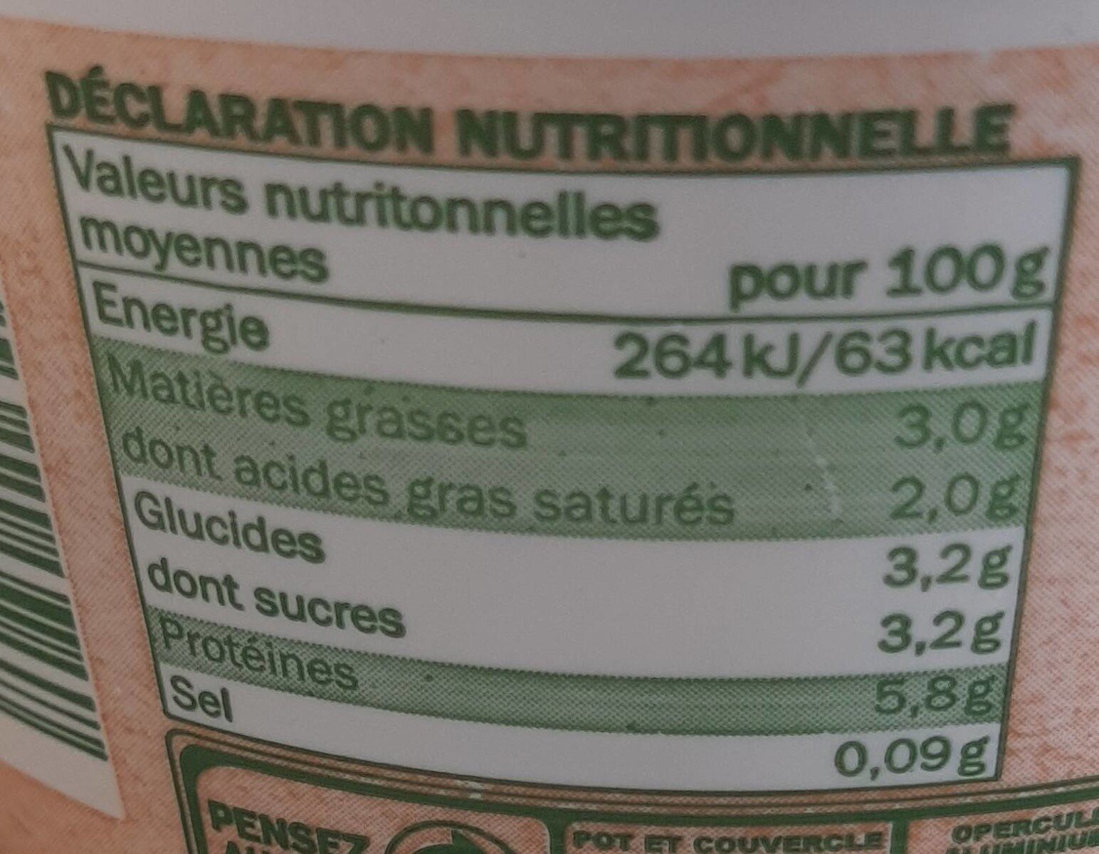 ENVIA FROMAGE BLANC BIO 3% DE MATIÈRES GRASSES DE CHEZ LIDL - Nutrition facts - fr