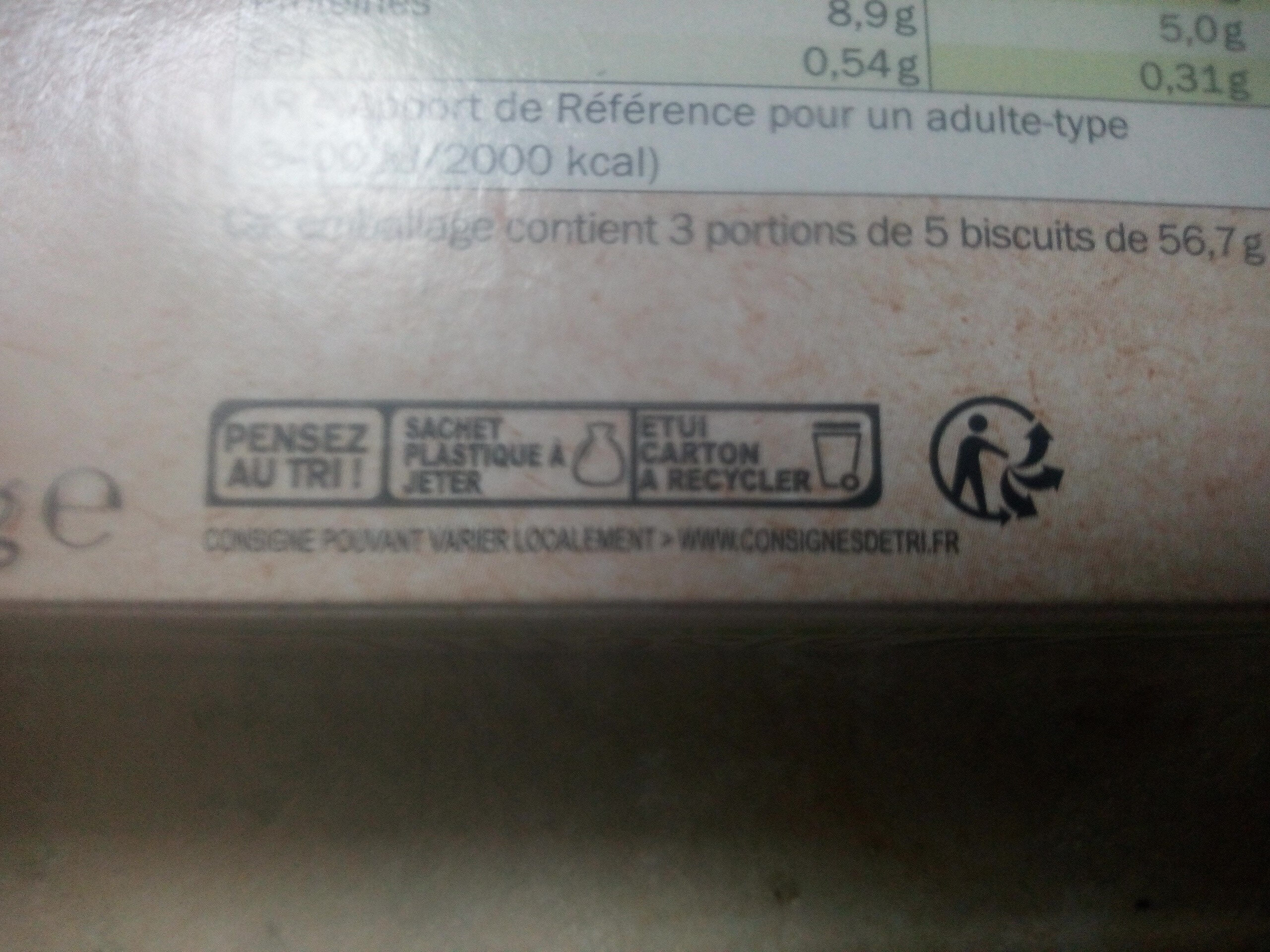 Bio biscuits Épeautre et sesame - Instrucciones de reciclaje y/o información de embalaje - fr
