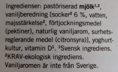 ängens mild svensk eko yoghurt vanilj - Ingredienser