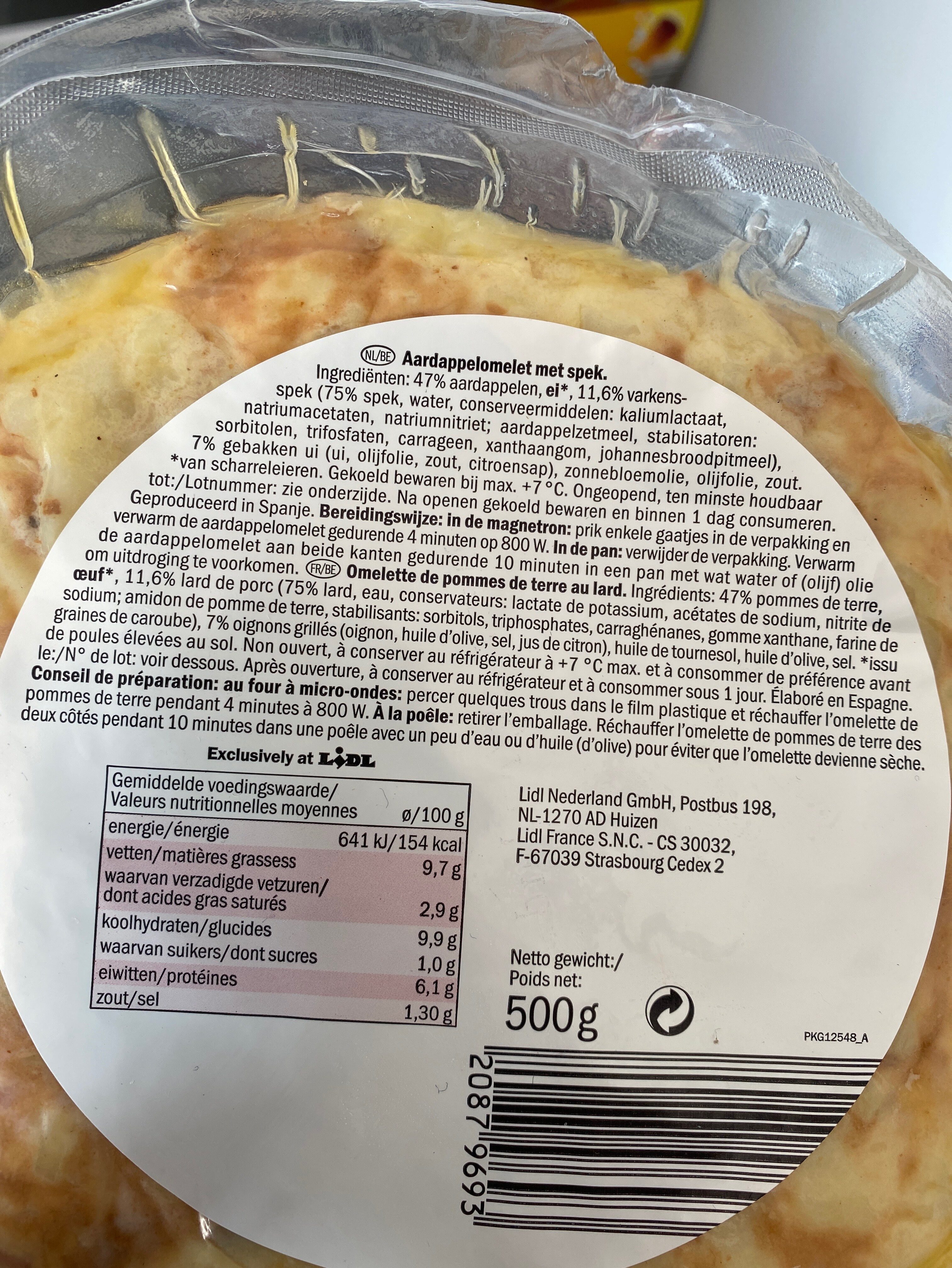 Tortilla au lard - Ingrediënten - fr