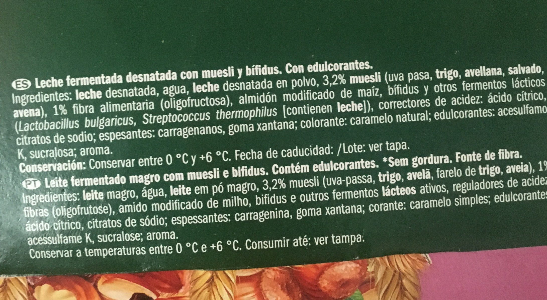 Bifidus muesli - Ingredients - es
