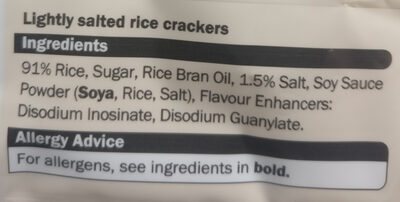 Lightly Salted Rice Crackers - Ingredienser - en
