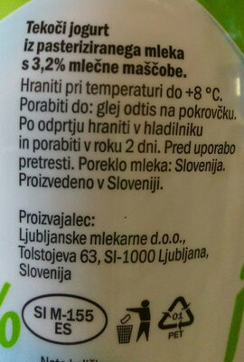 Tekoči jogurt 3.2% - Ingredients - sl