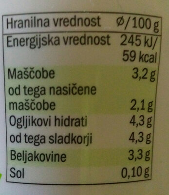 Tekoči jogurt 3.2% - Nutrition facts - sl