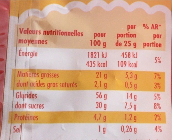 Madeleines coquilles - حقائق غذائية - fr
