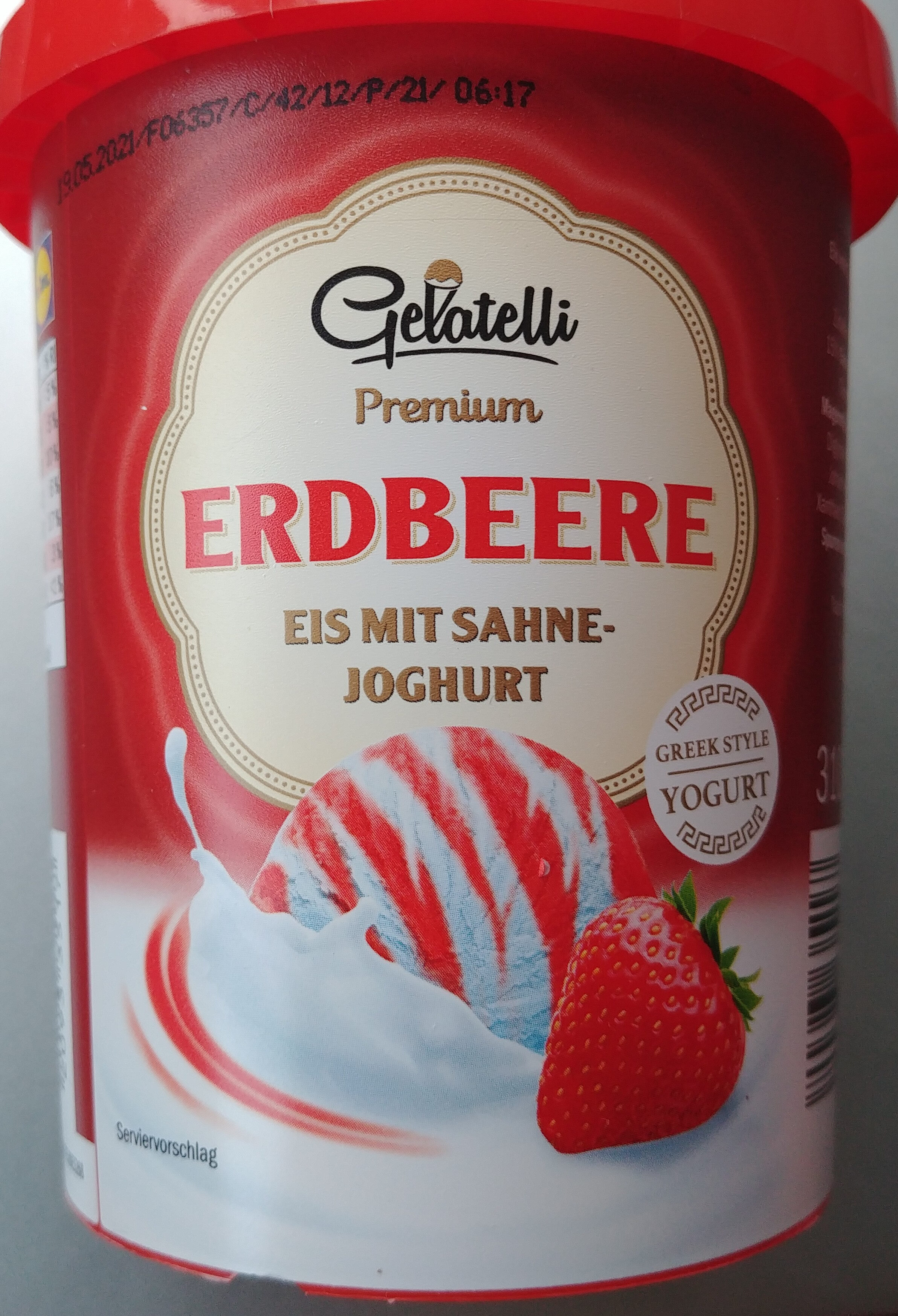 Eis mit Sahnejoghurt nach griechischer Art und 38% Erdbeer-Sorbet - Product - de