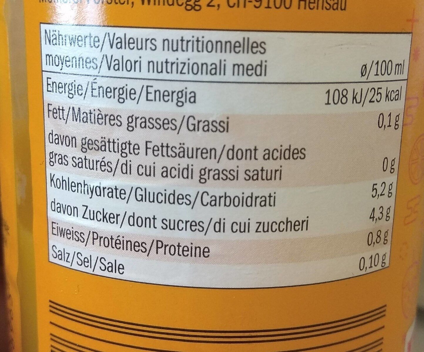 Molke Mango Boisson au petit-lait - Valori nutrizionali - fr